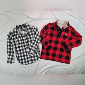 OshKosh B'gosh And Carter's Plaid Shirt And Pullover- Black And Red- 5T